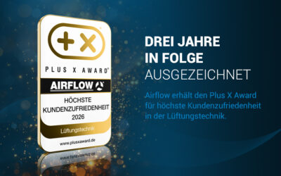 Airflow gewinnt 2026 erneut den PLUS X AWARD für höchste Kundenzufriedenheit in der Lüftungstechnik